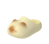 Genérico Cat Paws Footprints Fluffy Plush Fleece Height Increase Slippers, for Winter Girls Gift Idea, Cute Animal Home Shoes (Yellow,32 2/3)