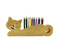 Genérico Cat Pen Holder, Cute Pencil Organizer, 11.02x7.09x0.79 Inches Wooden Desk Display, Animal Shaped Storage, Aesthetic Cat Decor for Bedroom Dorm School Classroom and Vanity Decoration Use