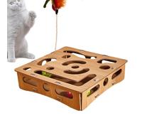 Genérico Cat Puzzle Toy - Wooden Track | Interactive Wood Maze Box For Indoor Cats & Kittens, Mental Enrichment Slow Feeder, Boredom Relief Brain Game, Sustainable Natural Material