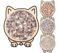 Genérico Cat Puzzles For Adults - 135 Piece Educational Maze, Intricate Animal Shaped Jigsaw, 23.7 X 21.8 Cm + Extremely Challenging Level, Solid Natural Birchwood - For Living Room & Playroom Decor