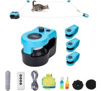 Genérico Cat Running Wheel Interactive Cats Toy, Cat Wheel Exerciser for Indoor Cats, Running Wheels, Feather Toy Treadmill for Indoor , Auto/Remote Control DIY Adjustable Speed (Blue)