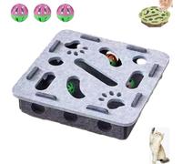Genérico Cat Scratch Puzzle Enrichment Box, Cat Nail File Enrichment Box, with Bell for Indoor Cats Scratching and Hunting Mental Felt Maze, Interactive Cats Toy for Bored (Gray,Square)