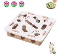 Genérico Cat Scratch Puzzle Enrichment Box, Cat Nail File Enrichment Box, with Bell for Indoor Cats Scratching and Hunting Mental Felt Maze, Interactive Cats Toy for Bored (White,Square)