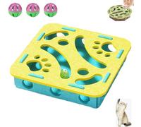 Genérico Cat Scratch Puzzle Enrichment Box, Cat Nail File Enrichment Box, with Bell for Indoor Cats Scratching and Hunting Mental Felt Maze, Interactive Cats Toy for Bored (Turquoise,Square)