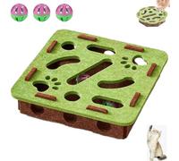 Genérico Cat Scratch Puzzle Enrichment Box, Cat Nail File Enrichment Box, with Bell for Indoor Cats Scratching and Hunting Mental Felt Maze, Interactive Cats Toy for Bored (Green,Square)