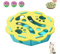 Genérico Cat Scratch Puzzle Enrichment Box, Cat Nail File Enrichment Box, with Bell for Indoor Cats Scratching and Hunting Mental Felt Maze, Interactive Cats Toy for Bored (Turquoise,Round)