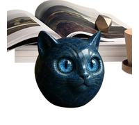 Genérico Cat Sculpture, Miniature Cat Figure, Hand Carved Cats Head with 2 Inches Size, Desktop Statue for Collector, Shelf, Cabinet, Bookshelf, Study Presents, Home, Dorms, Apartment, Beige Gray