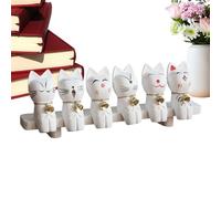 Genérico Cat Sculpture - Wooden Feline Ornamentation, Humorous Kitten Model with Small Bells for Visual Interest, Figurine for Grown Ups, Youngsters and Shared Living Area and Display Cabinet