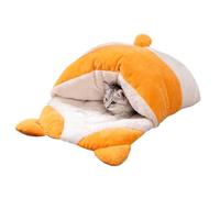 Genérico Cat Seconte de cama, cama de perro con bodega con tapa - Cama de gato lavable - Casa de forma de perro con calentamiento sin deslizamiento médula