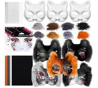 Genérico Cat, Set, Cat | With And Eye Mesh,Felt Fabric Sheet,DIY Blank Paper Painting Set For Masquerade, Carnival, Cosplay, Halloween, Party