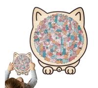 Genérico Cat Shaped Wooden Jigsaw, Fine Motor Skills Toy, 135 Pieces Animal Sculpture Puzzle For Adults Women Family Kids Kitten Lovers Halloween Home
