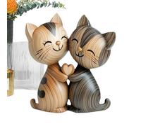 Genérico Cat Sign - Wooden 10x8x1.5cm | 2D Couple Cat Desk Decoration, Animal Home Ornament For Valentines Gift, Bedroom Living Room Shelf Decor, Cabinet Cubicle Entryway Birthday Holiday Display