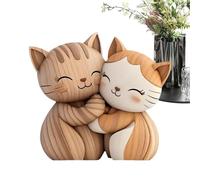 Genérico Cat Sign - Wooden 10x8x1.5cm | 2D Couple Cat Desk Decoration, Animal Home Ornament For Valentines Gift, Bedroom Living Room Shelf Decor, Cabinet Cubicle Entryway Birthday Holiday Display