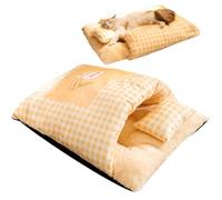 Genérico Cat Sleeping Bag Bed, Plaid Dog Nest with Pillow, Fall Winter Pet Bed Cave, Small Bunny Sleeping Mattress, Cozy Animal Sleeping Bag, Enclosed Pet Bed for Cats,