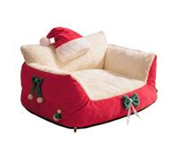 Genérico Cat Sofa - Christmas Recliner with Santa Hat, Christmas Cat Lounge | Pet Couch For Home Kitchen Bedroom Living Room Porch Patio Balcony Play Area Apartment Indoor Relaxation Nighttime Sleep