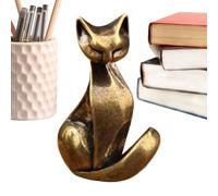 Genérico Cat Statue - Brass Animal Cute Decor, Mini Cats Collectible Figurines with Polished Vintage Finish, Solid Brass Feline Sculpture, Mini Kitten Art for Home Bedroom Table Shelf Office