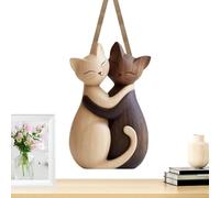 Genérico Cat Statue - Cute 2D Flat Wooden Animal Shaped Figurines | Cat Couple Sculpture Suitable For Wedding, Birthday Celebrations, Romantic Bedroom, Girlfriend