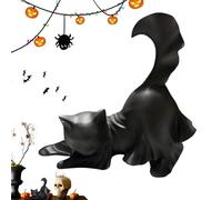 Genérico Cat Statue, Halloween Decor, 5.12x2.17x5.12 Inches Glow Sculpture, Black Resin Finish, Cute Nighttime Display for Garden Yard Entryway Shelf Living Room Holiday Party Presents Accent