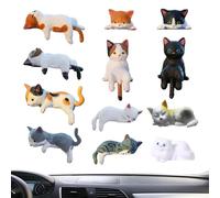 Genérico Cat Statue - Mini Cat Figurines Set of 12 - Resin Cute Cats Statues | Car Dashboard Decor Ornaments | Home Decoration Accessories | Small Animal Gift Set Mixed Colors