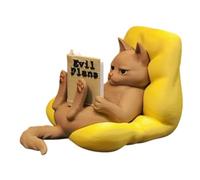 Genérico Cat Statue - Reading Figurine, 3.35 Inches Miniature Size with Book, 3D Printed Material, Artistic Sculpted Detail, Living Room Bedroom Shelf Study Nursery Bedside Display Bookshelves