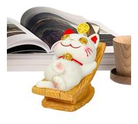 Generico Cat Statue, Resin Fortune Kitten Figurine, 1.9x2.4x2 Inches Creative Lying Maneki Neko, Auspicious Home & Tabletop Decoration for Wealth and Prosperity