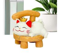 Generico Cat Statue, Resin Fortune Kitten Figurine, 1.9x2.4x2 Inches Creative Lying Maneki Neko, Auspicious Home & Tabletop Decoration for Wealth and Prosperity