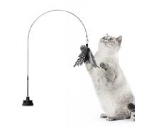 Genérico Cat Stick Toy, Cats Wand, 39.37 Inches Interactive Bell Teaser with Suction Cup, Pet Supplies for Kitten Training Playtime, Apartment, Home, Indoor Exercise, Cat Enrichment