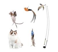 Genérico Cat Teaser Toy Set, Interactive Retractable Wand, 7X Toy Set, Multipurpose Kitten Play, Engaging Pet Supplies, Fun 120g for Bored Pets, Cats and Kittens