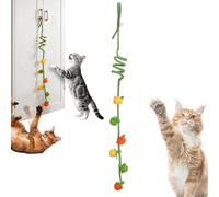 Genérico Cat Teaser Wand - Bell Play Interactive Games for Small Medium Breed Cats | Felt PVC with Ball Kick Toy, 80cm Wand, 150cm Spring Rope, Indoor Exercise Fun, Living Room Bedroom Entertainment