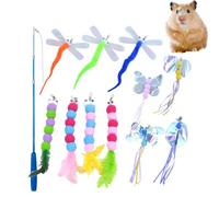 Genérico Cat Teaser Wand Toy Juego de Juguetes - 12 Piezas Interactivas Butterfly Dragonfly Caterpillar Wands Cat, Coloridos Juguetes de de Pesca para | Juguetes de de Plumas para gati