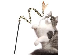 Genérico Cat Teaser's Stick Toy - Cat Teaser Toy, Lo Que Lleva A Una Relación Más Estrecha Entre Usted Y Su Mascota | Juguete De Plumas De Gato Impreso De Leopardo,