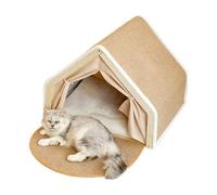 Generico Cat Tent, Bed House Cave, Rest Play Shelter with Sisal Scratching Board, Indoor Pet with Wooden Build, Cat Furniture with Comfortable Design, Bed Cave for Home Bedroom