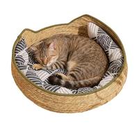 Genérico Cat Toy Basket, Cat Desk Bed For Indoor, Woven Washable Pet Supplies with Cushion and Pillow, Outdoor Winter Travel Car Camping Desk Bedside Window Chair Couch Room