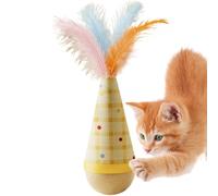 Genérico Cat Toy - Wood, 2.17x7.09in Wobble Toy Self-Righting Interactive Play | Enrichment Exercise Ball For Indoor Cats, Wooden Cat Entertainment Toys For Licking, Batting, Windowsill Play