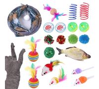 Genérico Cat Toys For Indoor Cats, Interactive Cat Toy Set, Feather Toys For Cats, Cat Tunnel Toy, Cat Teaser Toy Set, 20-Piece Cat Toy Collection, Durable Cat Toys For Pet, Indoor Cat Activity Toy