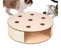 Genérico Cat Toys, Interactive Kitten Box, Wooden Catch Game, Mental Stimulation Design, Floor Play for Indoor Outdoor Use, 43x43x3cm/16.93x16.93x1.18 Inches, Wood Natural, 1 Piece, 380g