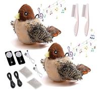 Genérico Cat Toys Rechargeable Flapping Bird Sparrow,Lifelike Sandpiper Chirp Tweet, Automatic Flapping Simulated Chirping Sparrow Cat Toy,For Indoor Cats Self Play (2Pcs)