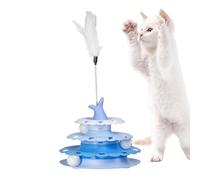 Genérico Cat Track Balls, Pet Cat Turntable with Teaser Stick, Interactive Toy Roller Ball Tower, Multi-Level Entertainment, Durable Non-Slip Base, Great for Indoor Play, Exercise
