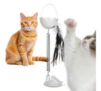 Genérico Cat Treat Dispenser, Interactive Cat Toy, Leaky Food Toy, Cat Puzzle Feeder, Interactive Cats Treat Dispenser Toy with Feather, Light, and Suction Cup for Play and Feeding Mealtime