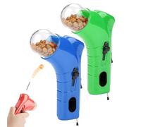 Genérico Cat Treat Shooter, Cat and Dog Food Shooter Gun, Handheld Interactive Pet Snack Catapult, Kitten Puppy Exercise Training Feeder for Park Walk Home (Blue+Green)