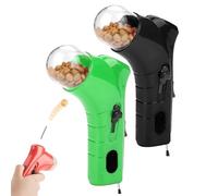 Genérico Cat Treat Shooter, Cat and Dog Food Shooter Gun, Handheld Interactive Pet Snack Catapult, Kitten Puppy Exercise Training Feeder for Park Walk Home (Black+Green)