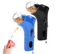 Genérico Cat Treat Shooter, Cat and Dog Food Shooter Gun, Handheld Interactive Pet Snack Catapult, Kitten Puppy Exercise Training Feeder for Park Walk Home (Blue+Black)