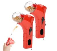Genérico Cat Treat Shooter, Cat and Dog Food Shooter Gun, Handheld Interactive Pet Snack Catapult, Kitten Puppy Exercise Training Feeder for Park Walk Home (Red*2)