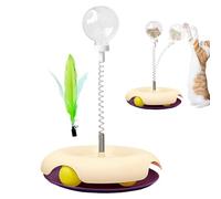 Genérico Cat Treat Toy, Treat Puzzles for Indoor Cats, Multifunctional Cat Treat Dispenser Toy, Interactive Ball Cat Puzzle Feeder, Feather Toy for Indoor Cats, Fun Cat Toy for Play & Feeding