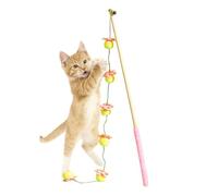 Genérico Cat Wand Toy - 15.75in Caт Pole Toy | Interactive Cat Teaser Wand For Kittens and Indoor Cats, Durable Cotton Rope Stick with Non-Slip Handle, Stimulates Hunting Instincts, 17g Lightweight