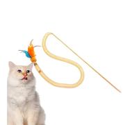 Genérico Cat Wand Toy - Feathers Teaser Stick, Snake Shape Mesh Interactive Cat Toy with Squeaky Sound, Elastic Play Stick For Kitten Indoor Exercise, Boredom Relief, Pet Interaction,