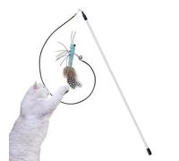 Genérico Cat Wand Toy - Interactive Cats Toys Teaser Wands with Bell Refills | Funny Kitten Toyss Cat Fishing Pole Toyy For Bored Indoor, Acrylic Rod Withs Wool &, 40cm, 1 Piece.