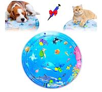 Genérico Cat Water Mat with Fish, 2025 Cat Waterbed Toy with Fish, Cats Water Sensory Play Mat, Anti-Scratch Design, Pet Cooling Waters Bed for Cats, Dogs (Round*A)
