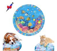 Genérico Cat Water Mat with Fish, Water Mat for Cats, Cat Waters Sensory Play Mats, Thickened Pet Waters Bed for Dogs and Cats, with Inflator (Round*E,100 * 100cm)