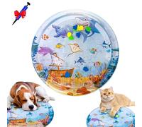 Genérico Cat Water Mat with Fish, Water Mat for Cats, Cat Waters Sensory Play Mats, Thickened Pet Waters Bed for Dogs and Cats, with Inflator (Round*A,65 * 65cm)
